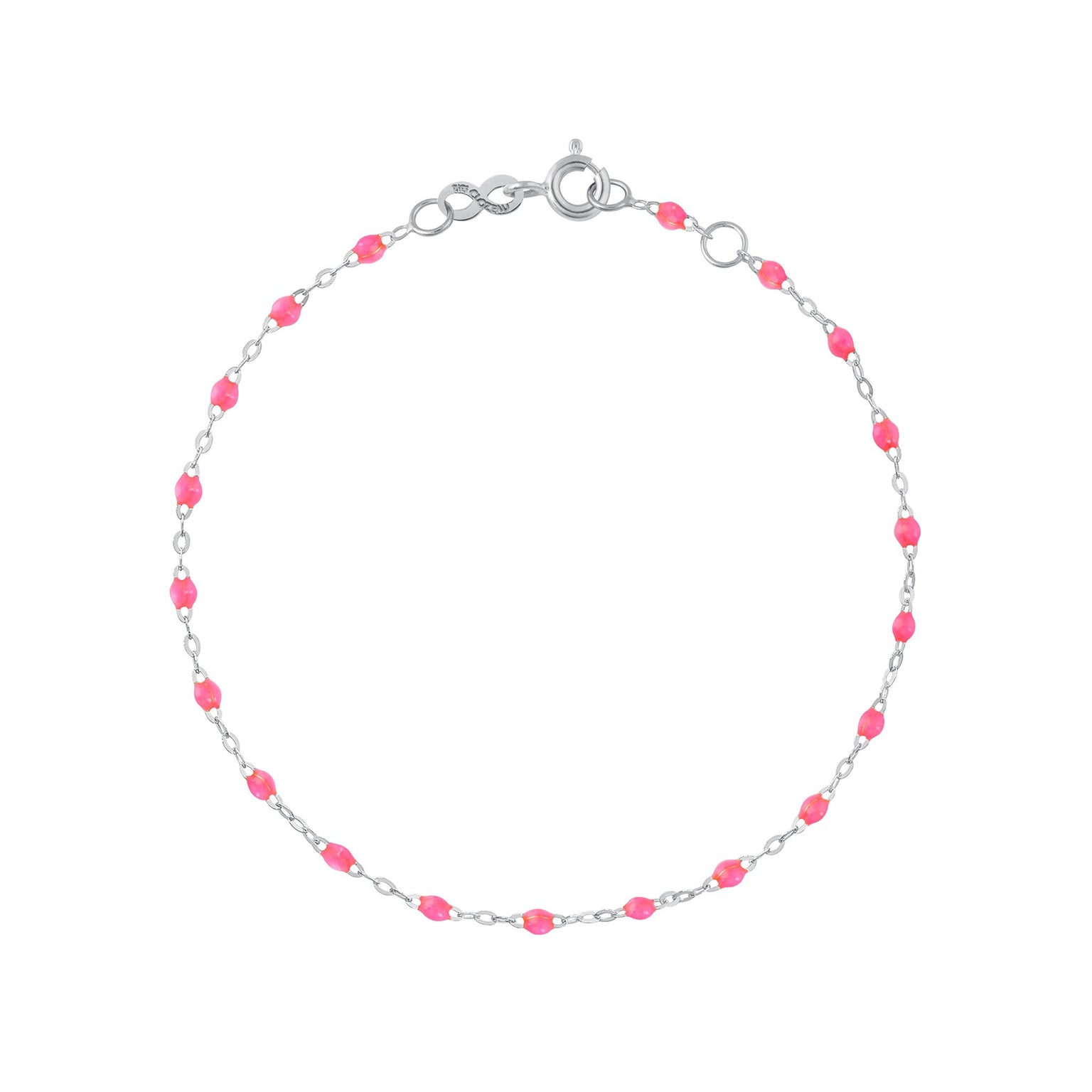 Gigi Clozeau - Bracelet rose fluo Classique Gigi, or blanc, 17 cm