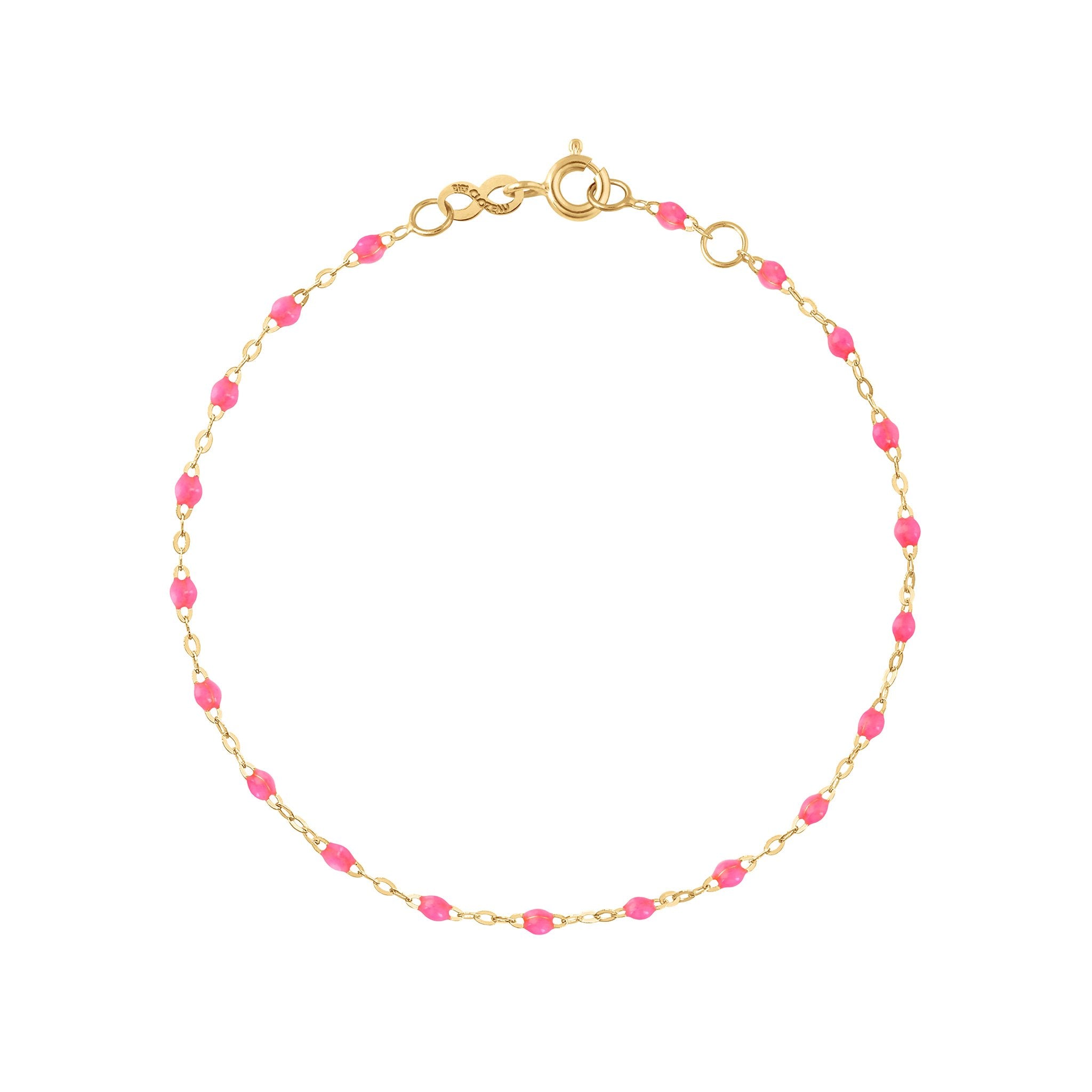 Gigi Clozeau - Bracelet rose fluo Classique Gigi, or jaune, 17 cm