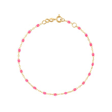 Gigi Clozeau - Bracelet rose fluo Classique Gigi, or jaune, 17 cm