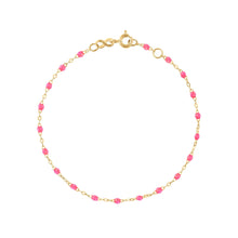 Gigi Clozeau - Bracelet rose fluo Classique Gigi, or jaune, 15 cm