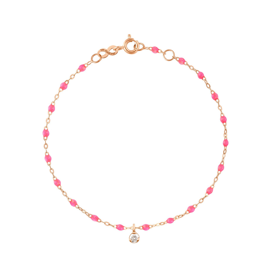 Gigi Clozeau - Bracelet rose fluo Gigi Suprême, or rose, 1 diamant, 17 cm