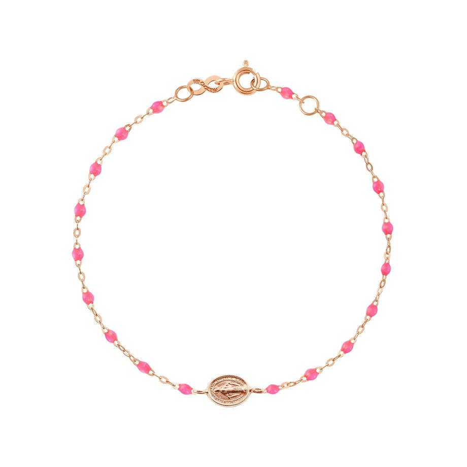 Gigi Clozeau - Bracelet rose fluo Madone or rose, 17 cm