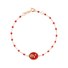 Gigi Clozeau - Bracelet Rose résine coquelicot, or rose, 17 cm