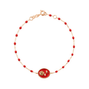 Gigi Clozeau - Bracelet Rose résine coquelicot, or rose, 17 cm