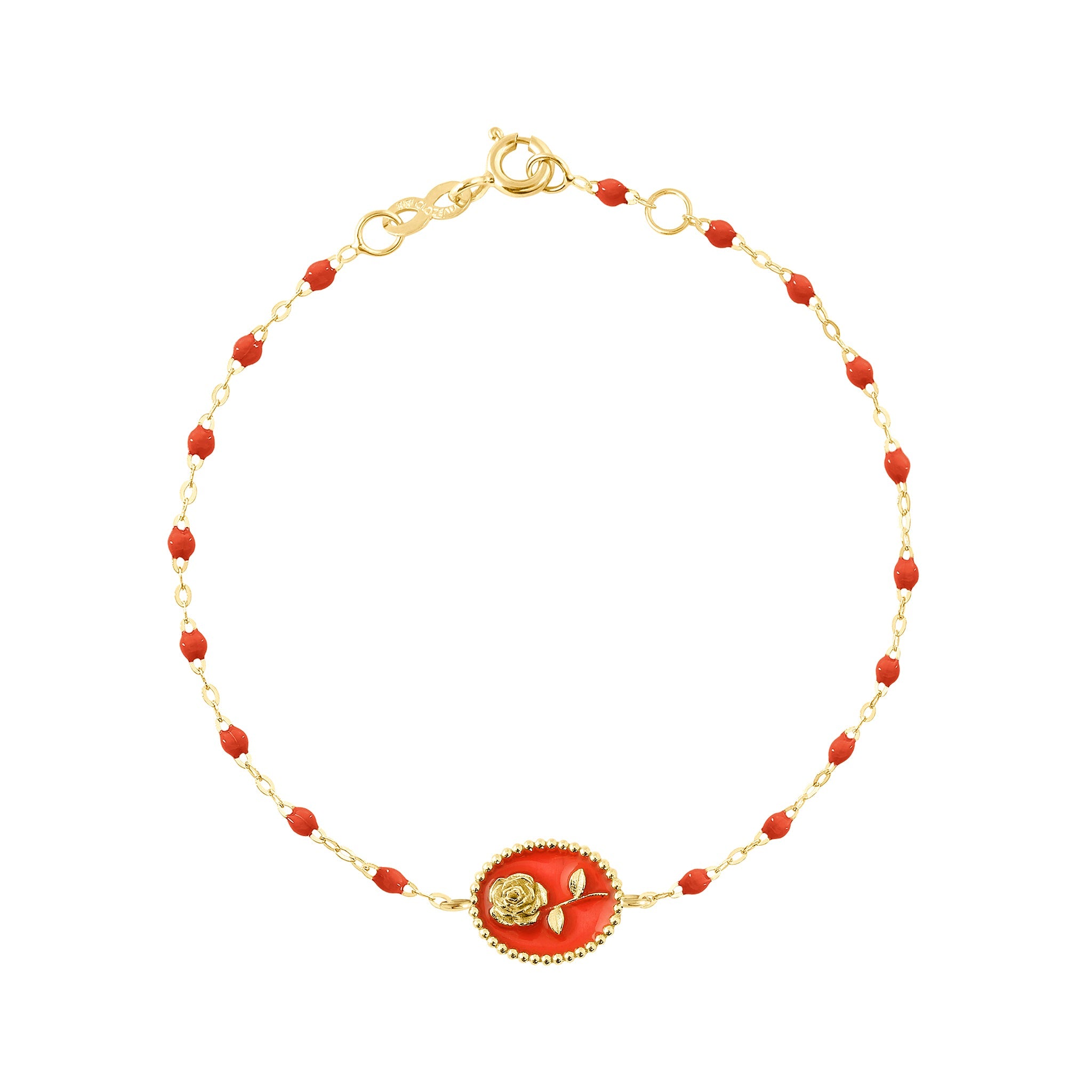 Gigi Clozeau - Bracelet Rose résine corail, or jaune, 17 cm