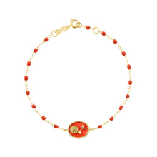 Gigi Clozeau - Bracelet Rose résine corail, or jaune, 17 cm