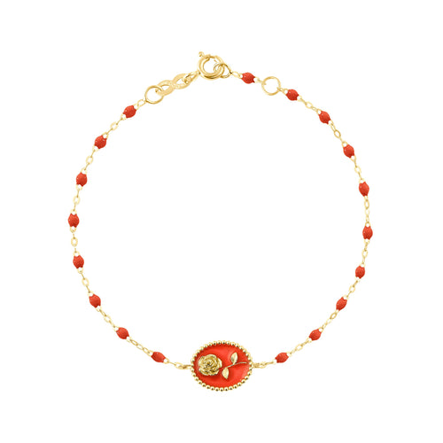 Gigi Clozeau - Bracelet Rose résine corail, or jaune, 17 cm