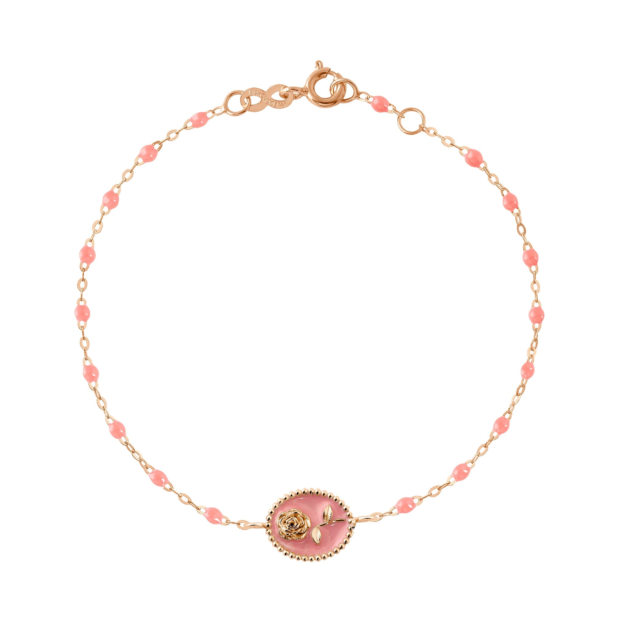 Gigi Clozeau - Bracelet Rose résine fuchsia, or rose, 17 cm