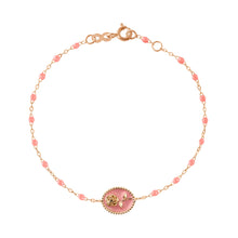 Gigi Clozeau - Bracelet Rose résine fuchsia, or rose, 17 cm