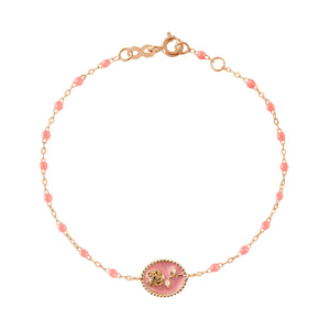 Gigi Clozeau - Bracelet Rose résine fuchsia, or rose, 17 cm