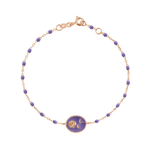 Gigi Clozeau - Bracelet Rose résine mauve, or rose, 17 cm