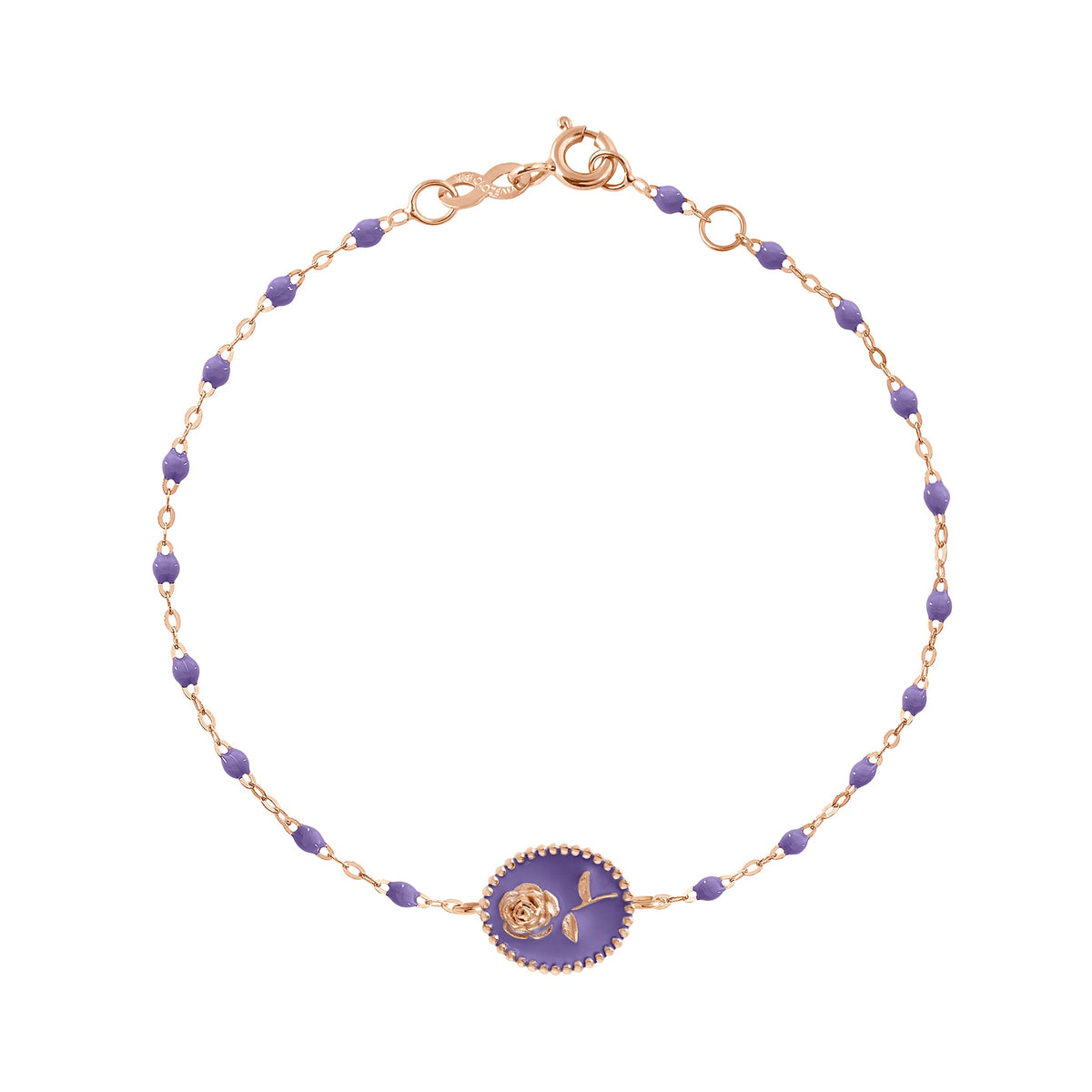 gigi clozeau Bracelet Rose résine mauve or rose 17 cm