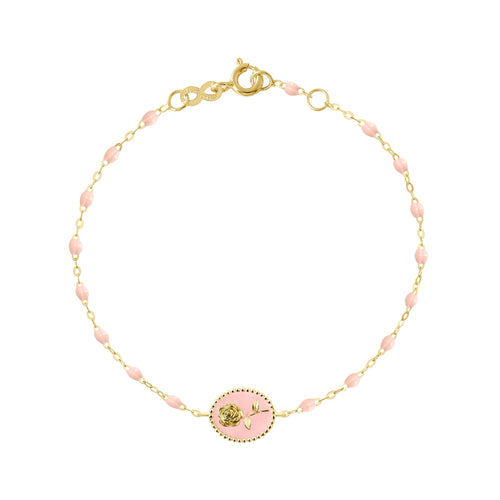 Gigi Clozeau - Bracelet Rose résine rose bébé, or jaune, 17 cm