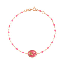 Gigi Clozeau - Bracelet Rose résine rose fluo, or rose, 17 cm