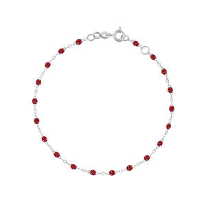 Gigi Clozeau - Bracelet rouge Classique Gigi, or blanc, 18 cm