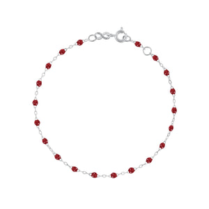 Gigi Clozeau - Bracelet rouge Classique Gigi, or blanc, 19 cm