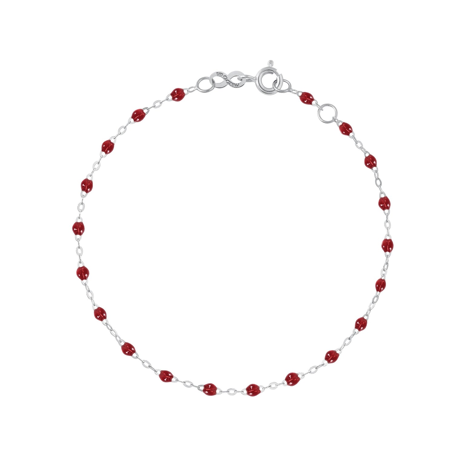 Gigi Clozeau - Bracelet rouge Classique Gigi, or blanc, 17 cm