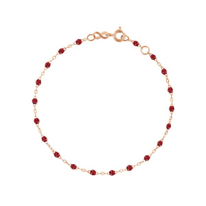 Gigi Clozeau - Bracelet rouge Classique Gigi, or rose, 15 cm
