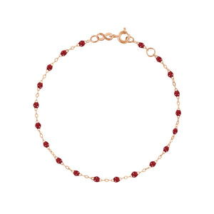 Gigi Clozeau - Bracelet rouge Classique Gigi, or rose, 17 cm
