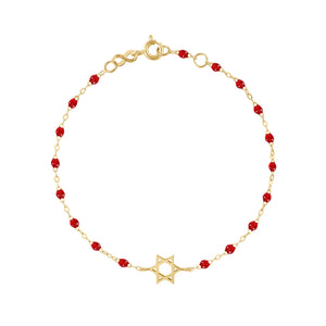 Gigi Clozeau - Bracelet rubis Etoile de David, or jaune, 17 cm