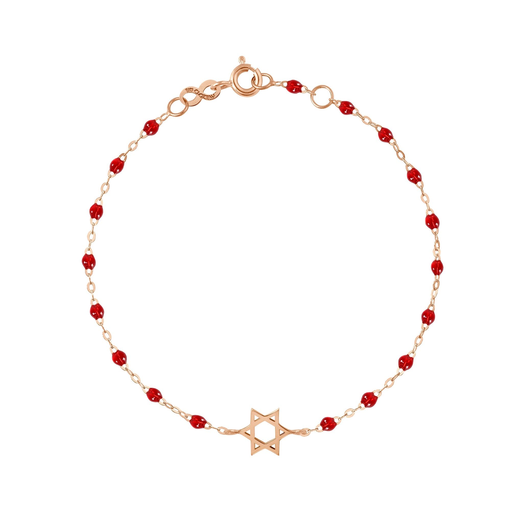 Gigi Clozeau - Bracelet rubis Etoile de David, or rose, 17 cm