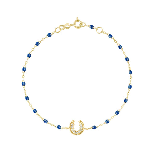 Gigi Clozeau - Bracelet saphir Fer à cheval, diamants, or jaune, 17 cm