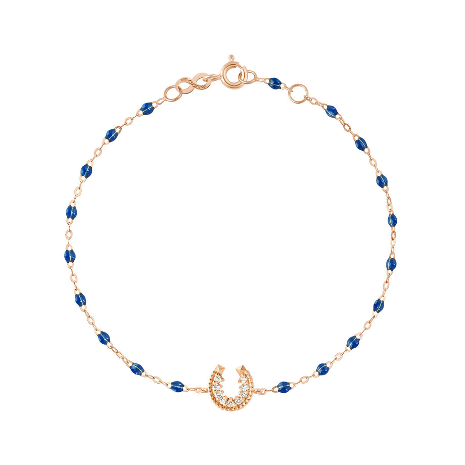 Gigi Clozeau - Bracelet saphir Fer à cheval, diamants, or rose, 17 cm