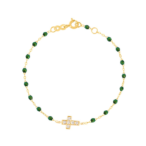 Gigi Clozeau - Bracelet scarabée Croix diamants, or jaune, 17 cm