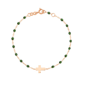 Gigi Clozeau - Bracelet scarabée Croix, or rose, 17cm