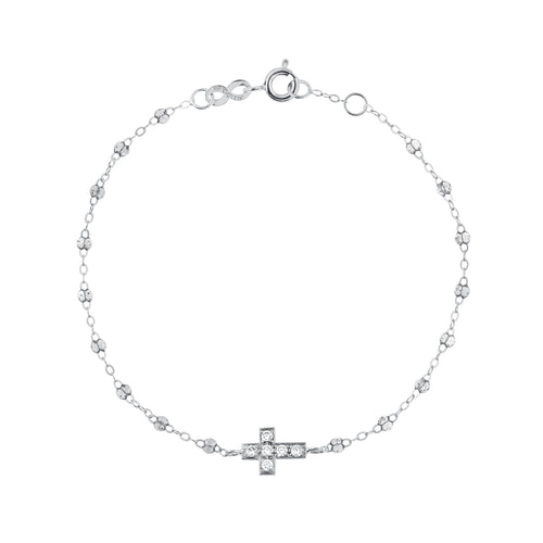 Gigi Clozeau - Bracelet sparkle Croix diamants, or jaune, 17 cm