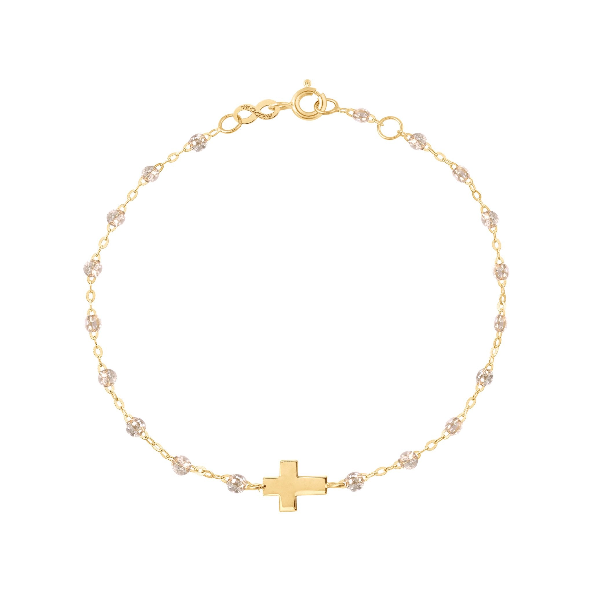 Gigi Clozeau - Bracelet sparkle Croix, or jaune, 17cm