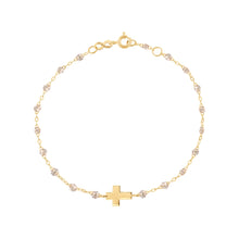 Gigi Clozeau - Bracelet sparkle Croix, or jaune, 17cm