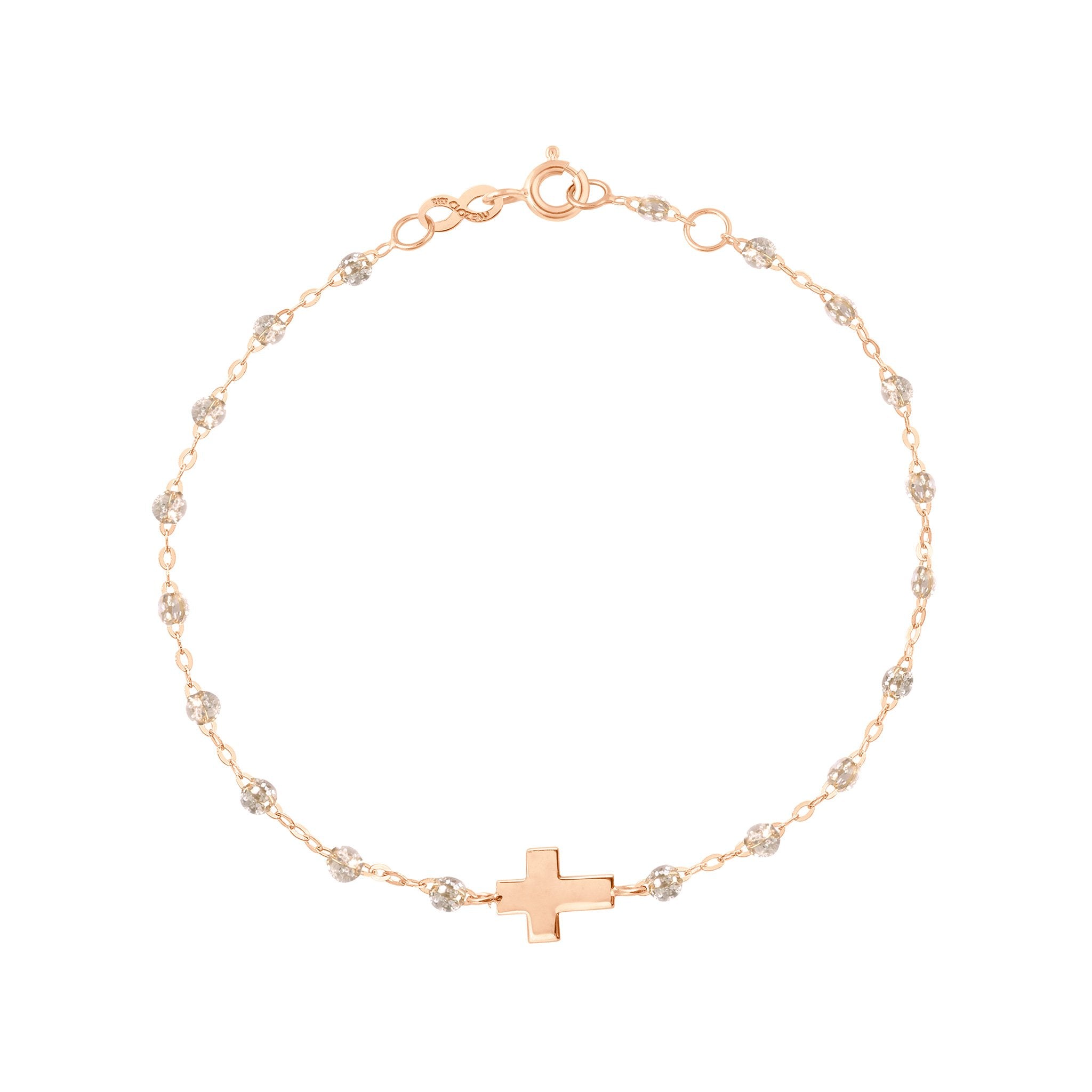 Gigi Clozeau - Bracelet sparkle Croix, or rose, 17cm