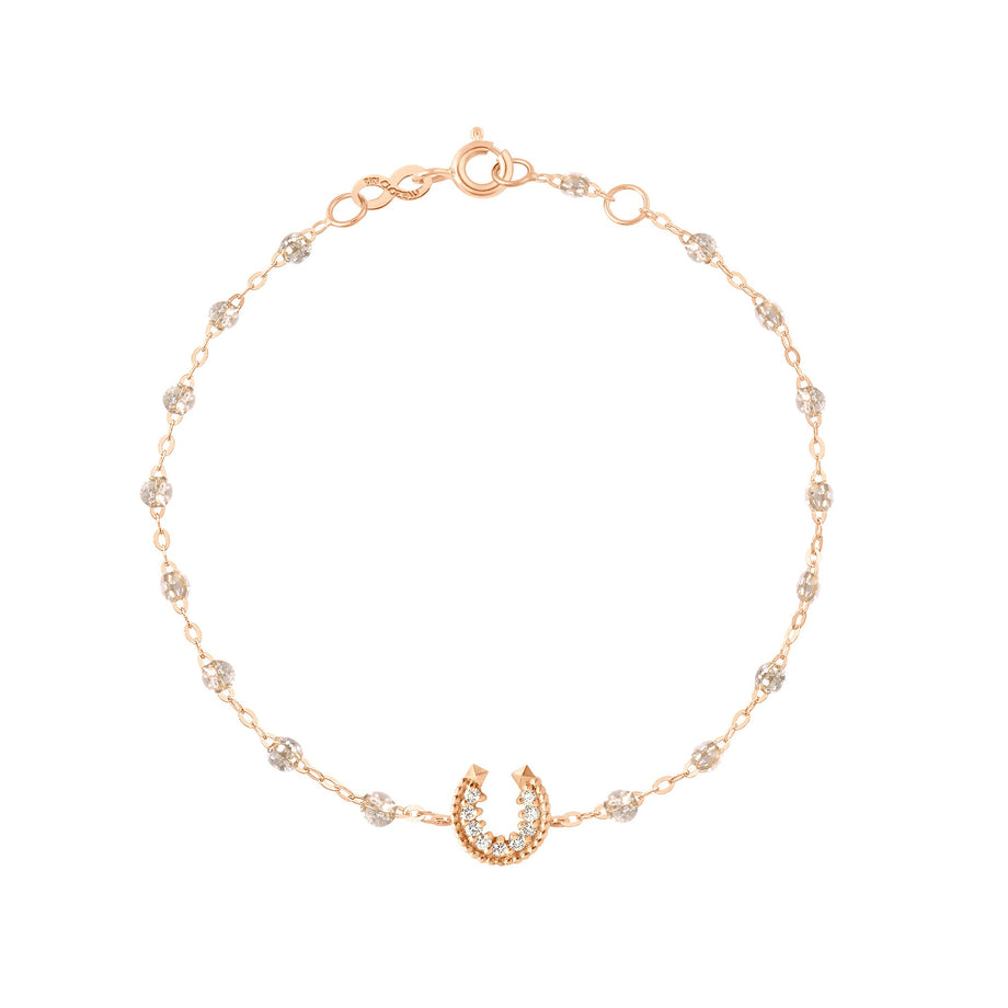 Gigi Clozeau - Bracelet sparkle Fer à cheval, diamants, or rose, 17 cm