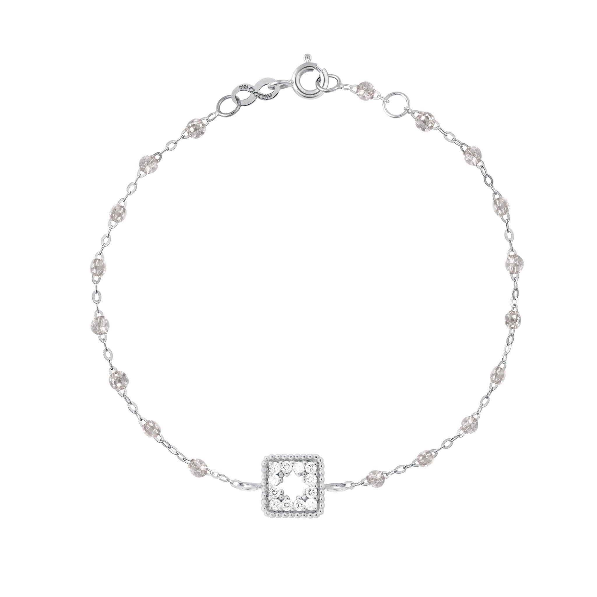 Gigi Clozeau - Bracelet sparkle Trésor, diamants, or blanc, 17 cm