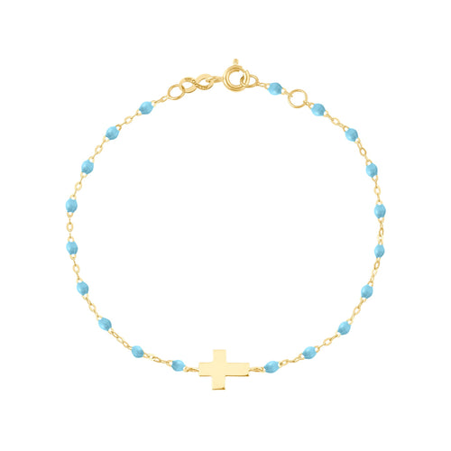 Gigi Clozeau - Bracelet turquoise Croix, or jaune, 17cm