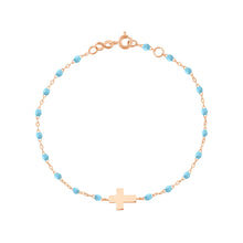 Gigi Clozeau - Bracelet turquoise Croix, or rose, 17cm