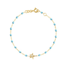 Gigi Clozeau - Bracelet turquoise Etoile diamant, or jaune, 17 cm
