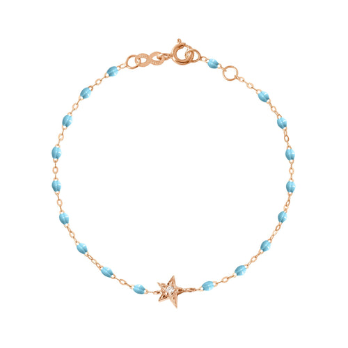 Gigi Clozeau - Bracelet turquoise Etoile diamant, or rose, 17 cm