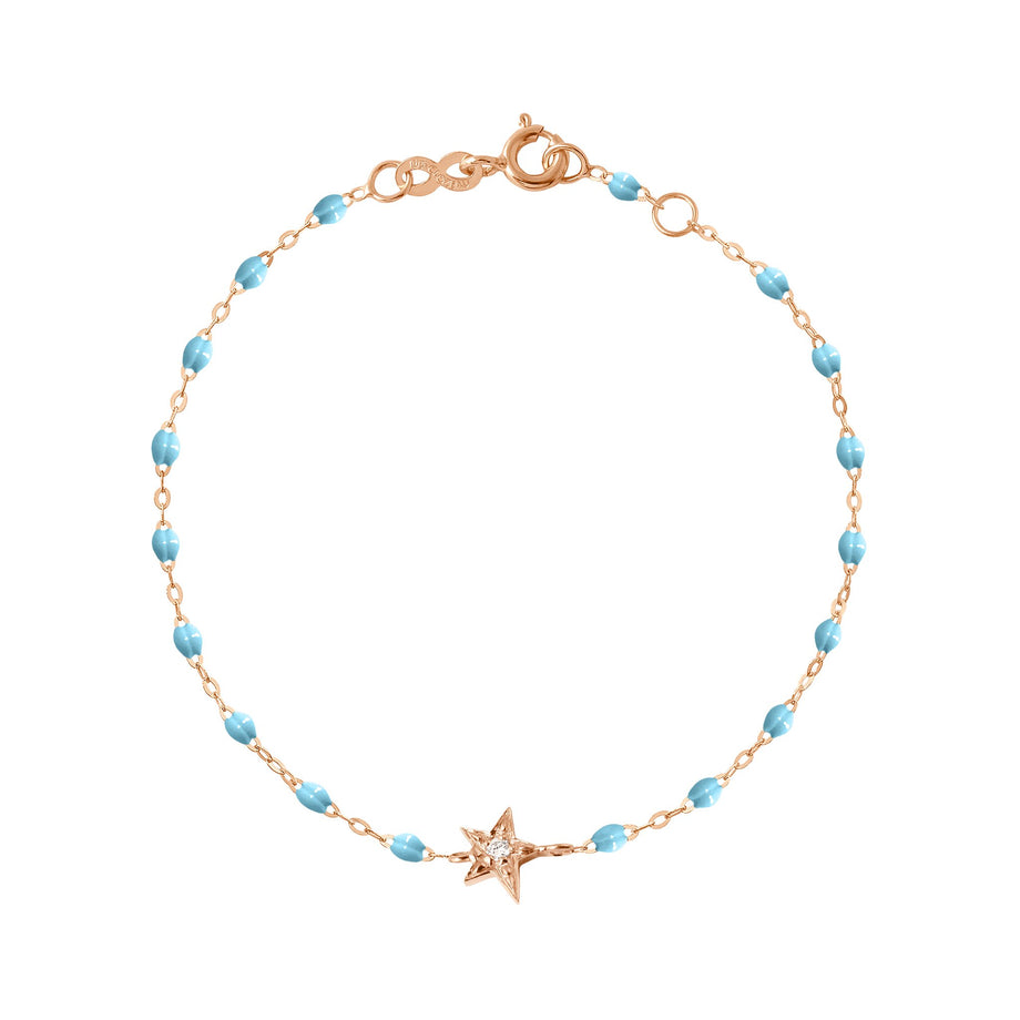 Gigi Clozeau - Bracelet turquoise Etoile diamant, or rose, 17 cm