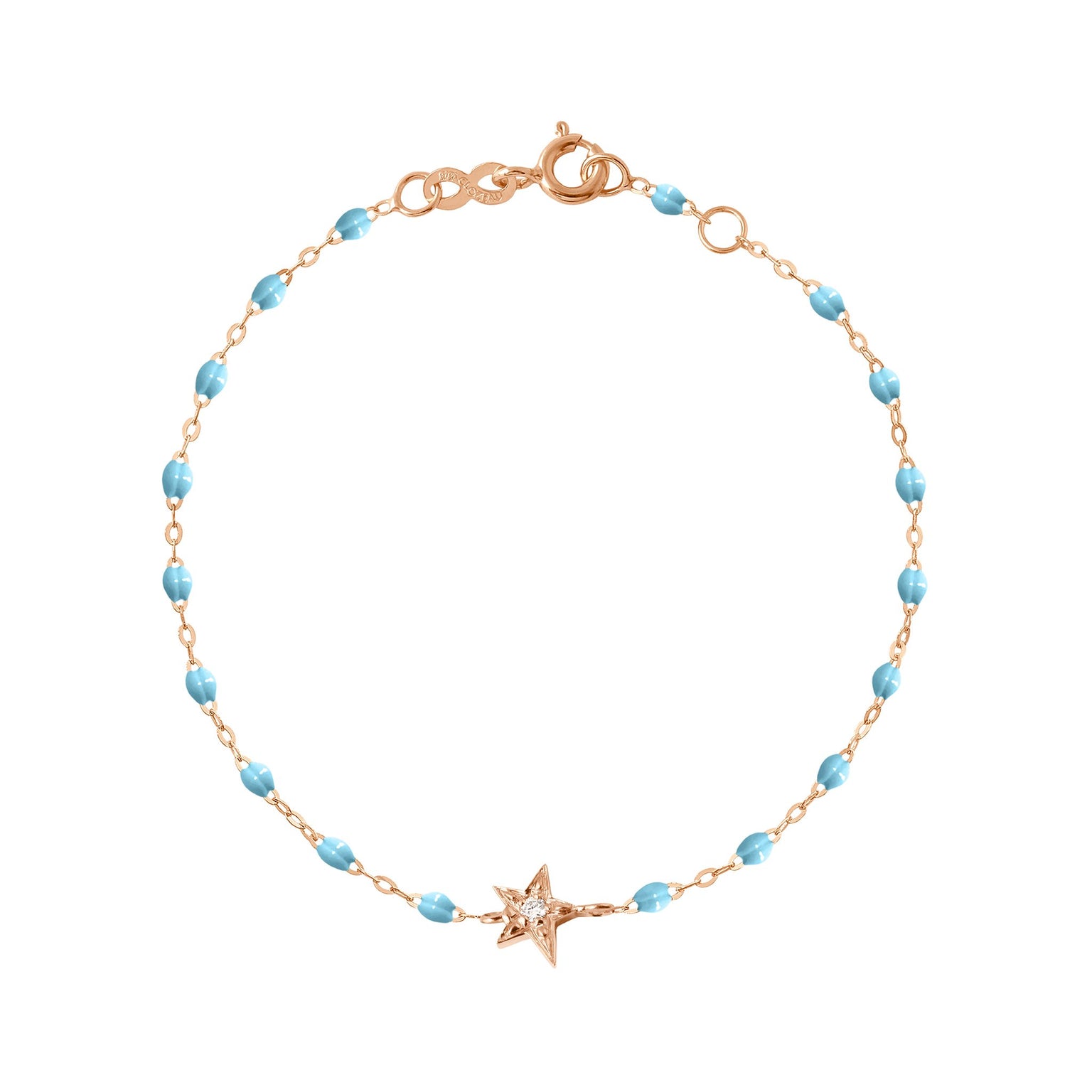 Gigi Clozeau - Bracelet turquoise Etoile diamant, or rose, 17 cm