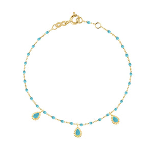 Gigi Clozeau - Bracelet turquoise Lucky Cashmere , or jaune, 17 cm