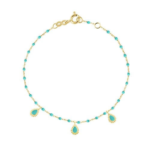 Gigi Clozeau - Bracelet turquoise vert Lucky Cashmere , or jaune, 17 cm
