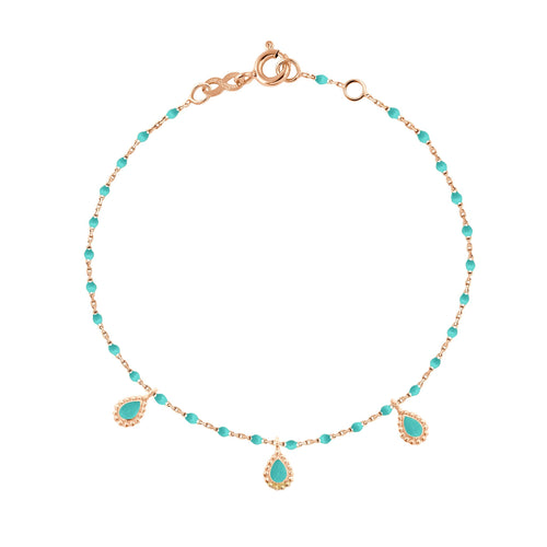 Gigi Clozeau - Bracelet turquoise vert Lucky Cashmere , or rose, 17 cm