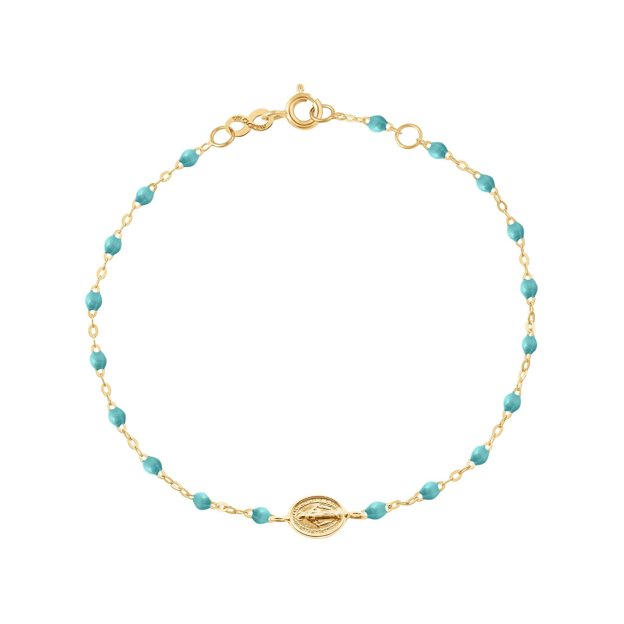 Gigi Clozeau - Bracelet turquoise vert Madone or jaune, 17 cm