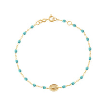 Gigi Clozeau - Bracelet turquoise vert Madone or jaune, 17 cm