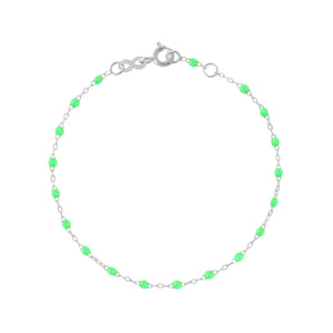 Gigi Clozeau - Bracelet vert fluo Classique Gigi, or blanc, 18 cm