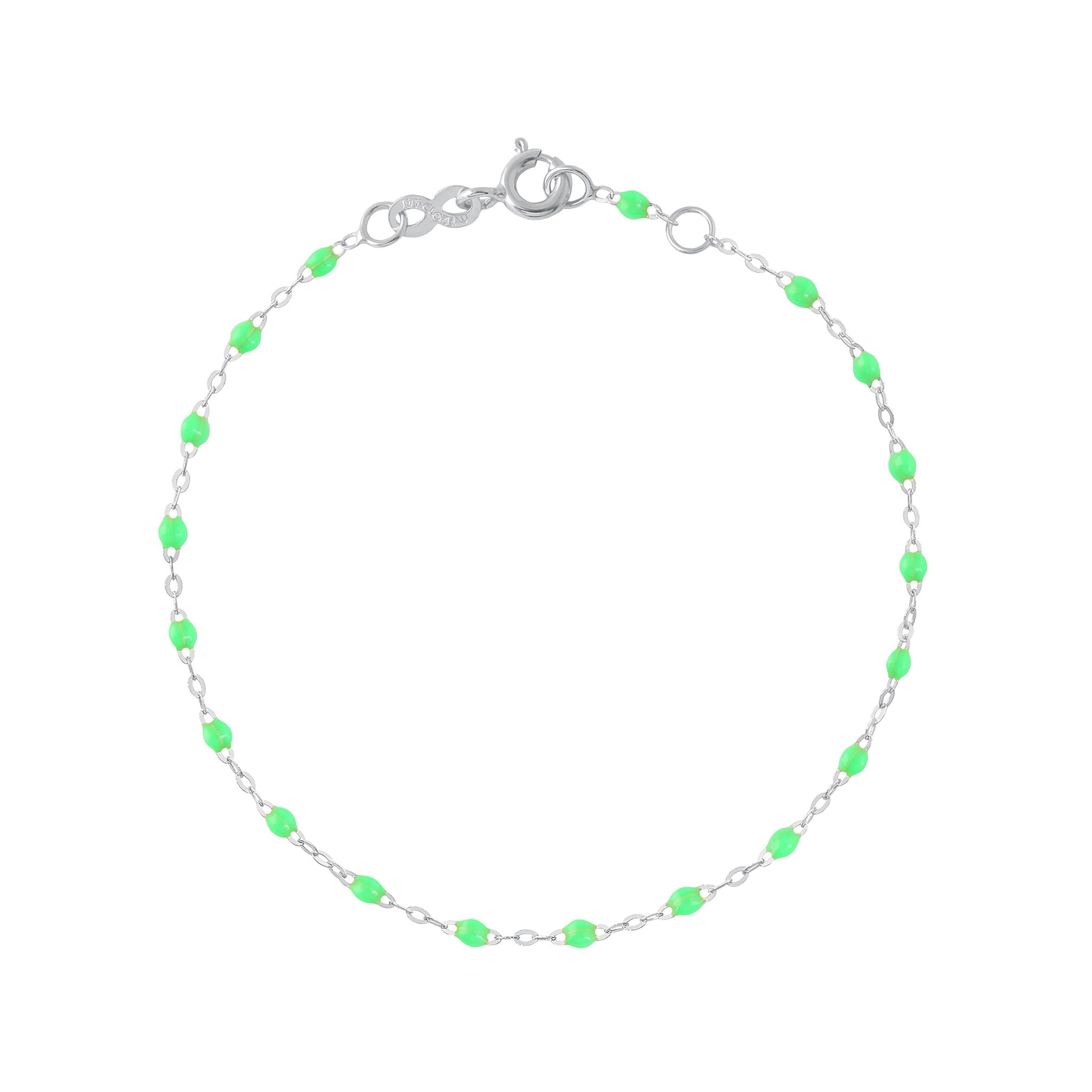 Gigi Clozeau - Bracelet vert fluo Classique Gigi, or blanc, 15 cm