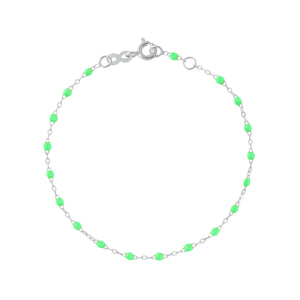 Gigi Clozeau - Bracelet vert fluo Classique Gigi, or blanc, 19 cm