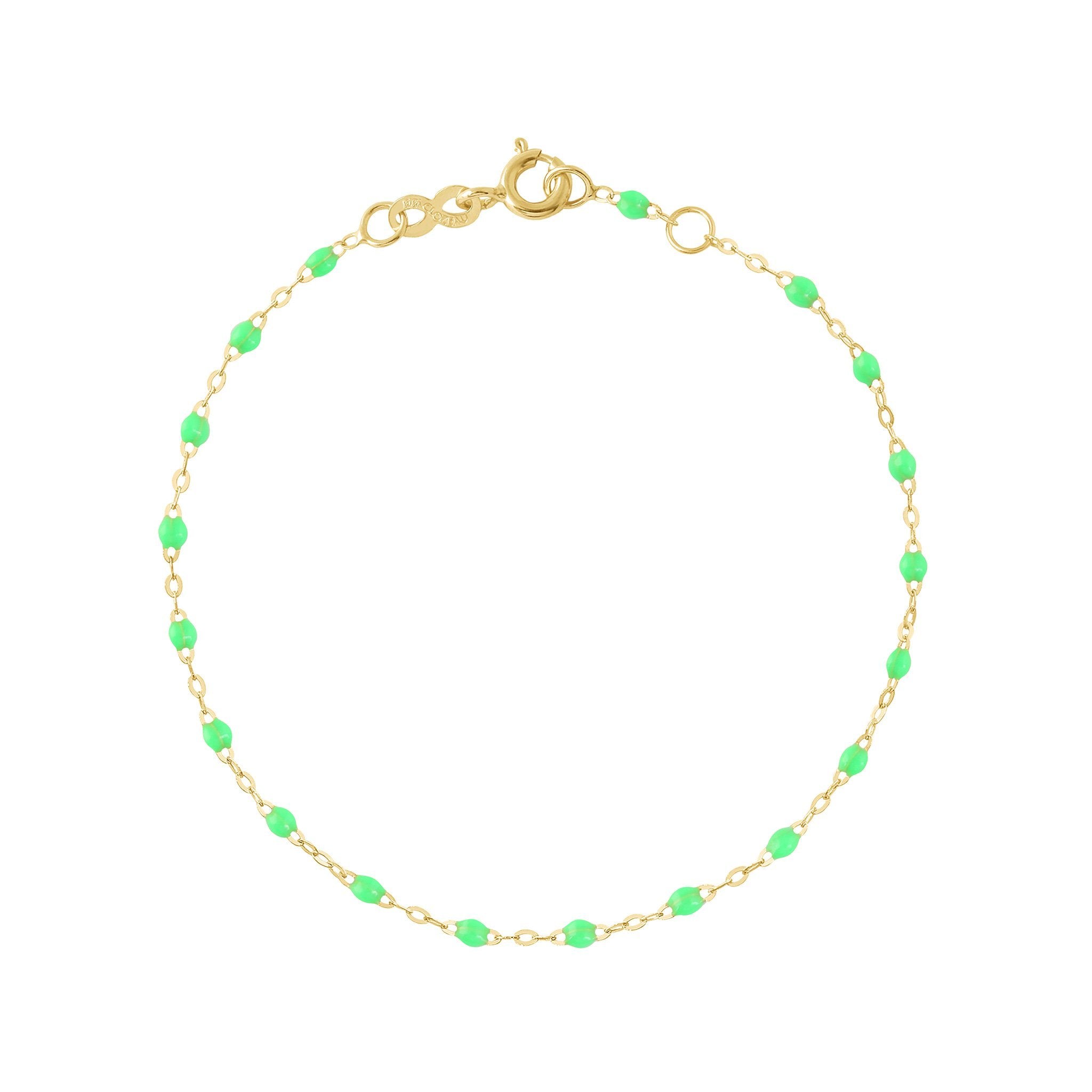 Gigi Clozeau - Bracelet vert fluo Classique Gigi, or jaune, 15 cm